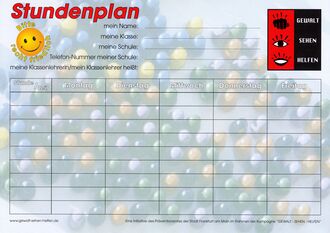 Stundenplan Vorderseite